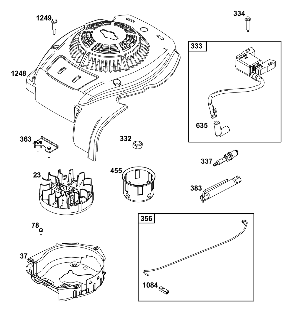 Flywheel, Ignition, And Starter Group Diagram and Parts List for 08P602-0019-H5 020000 - 09Z999 Briggs and Stratton Engine